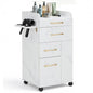 BarberPub Salon Trolley Cart with Lockable Wheels, Hair Styling Utility Rolling Cart for Storage DC2053 (White)