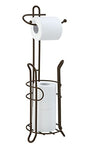 SunnyPoint Freestanding Toilet Paper Holder with Storage – Holds 3 Spare Rolls, Heavy-Duty Steel, Oil Bronze Finish, Easy Assembly, Space-Saving Bathroom Organizer - color: Bronze