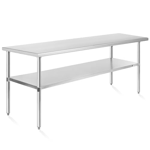 KUTLER Stainless Steel Table 24 x 72 Inches, NSF Heavy Duty Commercial Kitchen Prep and Work Table with Undershelf for Restaurant, Hotel, Home - size: 24" x 72"