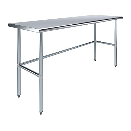 60" x 24" Stainless Steel Open Base Work Table – NSF Certified Commercial Utility Table with Galvanized Legs for Kitchens, Labs, and Garages - size: 60"x24"