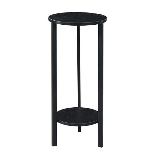 Convenience Concepts Graystone 2 Tier Tall Plant Stand 31" - Industrial Stand for Plants, Vases, and Antiques, Urban Modern Design for the Living Room, Hallway, Entryway, Black/Black - color: Black/Black