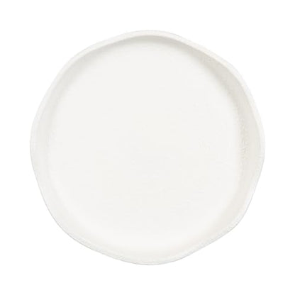 Kate and Laurel Alessia Modern Decorative Metal Drink Table, 8 x 8 x 22, White, Transitional Round Cast Aluminum Pedestal Plant Stand with Rough Texture and Wavy Scalloped Edge - color: White