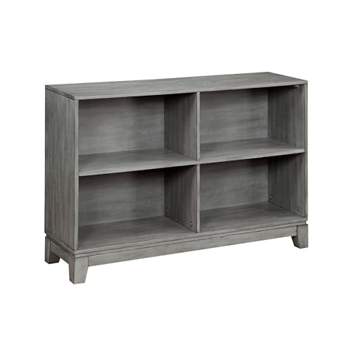 Lexicon Cube Bookshelf, 2 Tier 4-Cube Low Bookcase, Display Cabinet with Legs, Wood Book Shelf Organizer Storage Shelf, Book Shelves for Bedroom, Living Room, Office, Grey - color: Grey, style: 4 Cube Bookcase