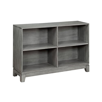 Lexicon Cube Bookshelf, 2 Tier 4-Cube Low Bookcase, Display Cabinet with Legs, Wood Book Shelf Organizer Storage Shelf, Book Shelves for Bedroom, Living Room, Office, Grey - color: Grey, style: 4 Cube Bookcase