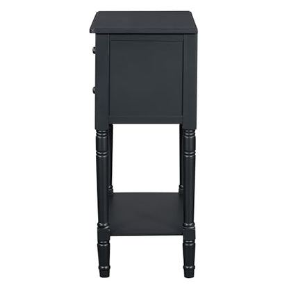 Knocbel Slim Antique Entry Console Table with 3 Drawers & Bottom Open Shelf, Solid Wood Narrow Sofa Couch Table for Entryway Hallway Living Room 23.7" W x 13" D x 31.4" H Black - color: Black