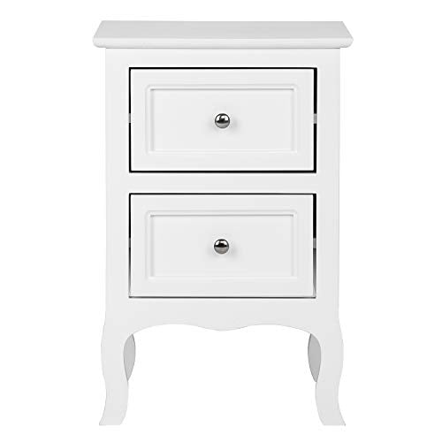 Bonnlo White Nightstand with 2 Drawers, Night Stands for Bedrooms, Small Bed Side Table/White Night Stand with Drawers for Small Spaces, College Dorm, Kids’ Room, Living Room, French, 16W x 12D x 24H - color: White