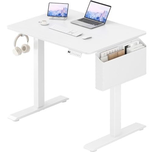 KLUVIS White Electric Standing Desk - 32 Inch Small Adjustable Height Stand up Desk for Writing Study Work, Mini Sit to Stand Desks Workstation for Small Space Adult Boys Girls Bedroom Home Office - size: 31.5''