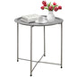 Garden 4 you End Table Metal Side Table Grey Round Folding Tray Cyan Sofa Small Accent Fold-able Table, Round End Table Tray, Next to Sofa Table, Snack Table for Living Room and Bed Room - color: Grey