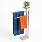 Songtec Bath Towel Rack Stand for Bathroom, 2-Tier Towel Holder Stand for Bath Towels Max to 68” & 60” Long, Practical Shelf on Top for Phone, Shampoo, Body Wash