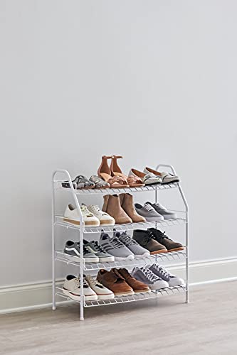 Rubbermaid 4-Tier Wire Shoe Rack, White, Simple Assemble, Storage Shelf for Organization in Bedroom/Closet - style: Shoe Shelf
