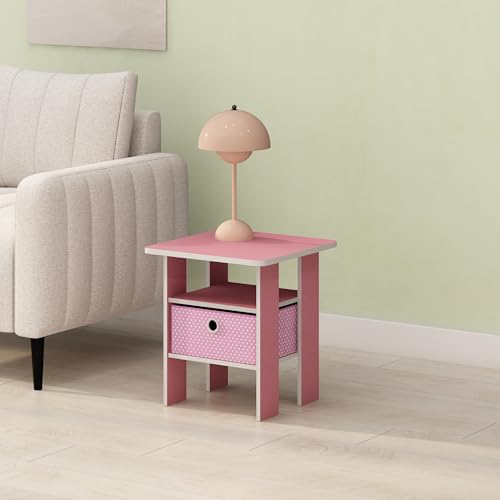 Ipoh End Table, Nightstand, Side Table with Bin Drawer for Small Spaces, Living Room, Bedroom, Blush Pink - color: Blush Pink