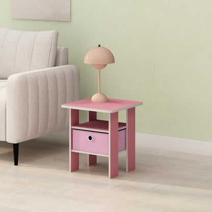 Ipoh End Table, Nightstand, Side Table with Bin Drawer for Small Spaces, Living Room, Bedroom, Blush Pink - color: Blush Pink
