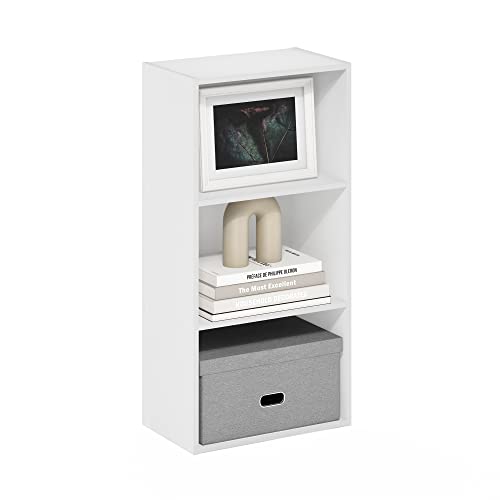 Furinno Luder 3-Tier Open Shelf Bookcase, White - color: White, size: 3-Tier, 9.3 x 16 x 31.4