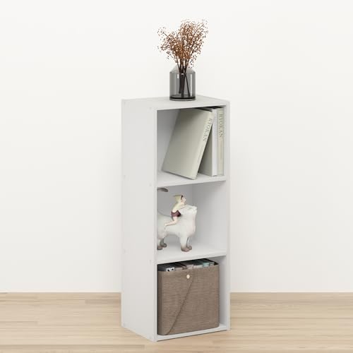 Seto Open Shelf Bookcase, Bookshelf for Living Room, Home Office, 3 Cubes, White - color: White, size: 3-Cube