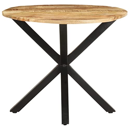 Industrial Wooden Side Table 26.8x26.8x22 Inches, Solid Mango Wood End Table with Powder-Coated Iron Legs, Industrial Style Accent for Living Room - color: Solid Mango Wood