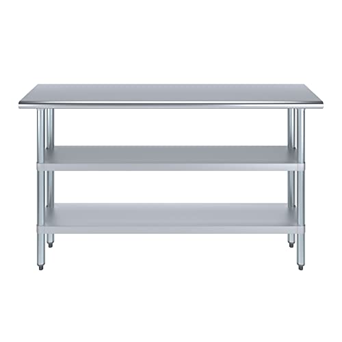 Stainless Steel Work Table with Second Undershelf – Narrow Commercial Prep Table for Kitchen, Bakery, or Garage – NSF Certified (14" x 48") - size: 14x48