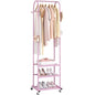 Kaitiemoo Heavy Duty Clothing Rack With Wheels,Modern Garment Rack With 3 Metal Shelves, 71.8Inches Display Rack For Hanging Clothes, Hanging Rod For Small Space,Pink - color: Pink