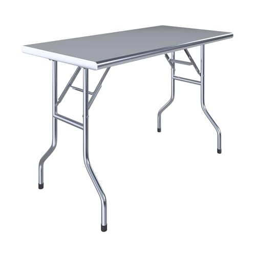 AmGood 24 in. x 48 in. Stainless Steel Open Base Folding Utility Table - size: 24" Deep x 48" Long, style: No Undershelf