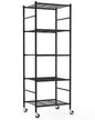 Sakugi 5-Tier Storage Shelves 18.1x12.6x58.7 Black with Wheels | Kitchen, Closet, Pantry, Garage, Heavy Duty, Adjustable Feet, Metal Construction - color: Black, size: 18.1W x 12.6D x 58.7H(5T)