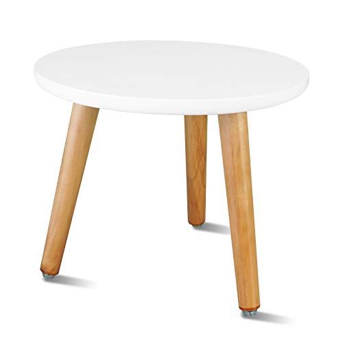 Uneedem Indoor Plant Stand, Wood Mid Century Modern Small Round Side Plant Table for Indoor Plants, 8.9" Tall Plant Holder for Flower Pots End Table - color: White, size: 8.9"
