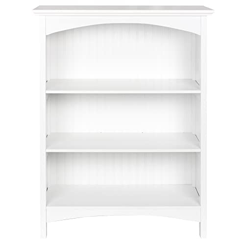 eHemco 3 Tier Bookcase with 2 Arched Supports, 40 Inches, White - color: White, size: 3 Tier