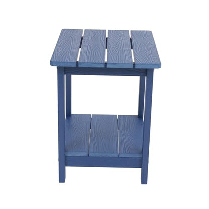 Small Leisure Line Side Table, 2-Tier Adirondack Side Table Outdoor with Open Shelf, 16 in Wooden Deck Table for Patio Porch Pool, 200 Lbs Capacity, Easy Assembly (Dark Blue) - color: Dark Blue