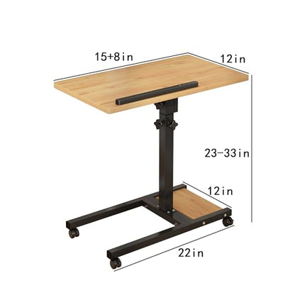 TigerDad Mobile Adjustable Height Laptop Stand PC Computer Portable Notebook Swivel Laptop Desk Rolling Table Desk Cart Tiltable with Wheels Casters& Mouse Pad Table - color: Wood