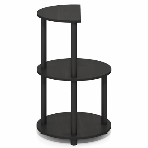 Furinno Turn-N-Tube Side Table, 3-Tier Round End Table, Black Espresso | Half Round Top Panel Night Stand, Nightstand, Bedside Table with Open Shelf, for Living Room, Bedroom - color: Black Espresso/Black