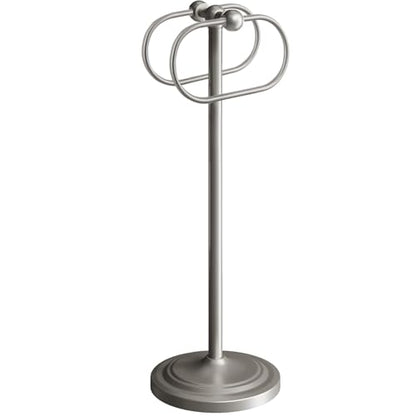 17 Inch Stainless Steel Hand Towel Holder Double Stand Hand Towel Ring for Washcloths or dishcloths Non-Slip Base Free Standing Towel Rack for Bathroom Kitchen (Brushed) - color: Brushed