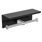 FORIOUS Toilet Paper Holder with Shelf, Commercial Toilet Paper Dispensers | Black & Brushed Nickel | Wall Mount Bathroom Tissue Holder | SUS304 Stainless Steel Rustproof | Double Tissue Roll Holder - color: Matte Black & Stainless Steel
