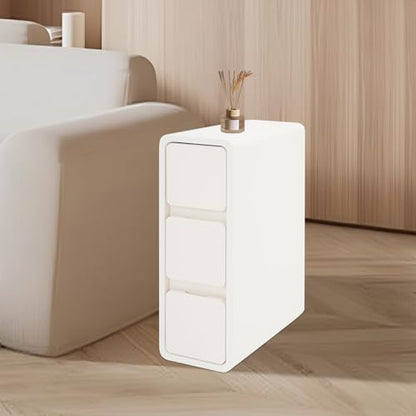 Narrow Nightstand with Drawers, Floor Standing Small Bedside Tables Skinny Nightstand Narrow Side Table Slim End Table for Bedrooms, Living Rooms, Hallways, Study Rooms, Offices Off-White - color: Off-white