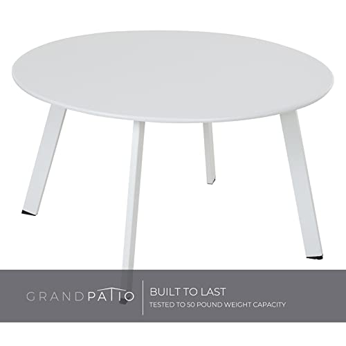 Grand patio 28-inch Outdoor Steel Coffee Table, Round Patio Side Table, Great for Backyard Patio Deck, White - color: White, style: 1 PC