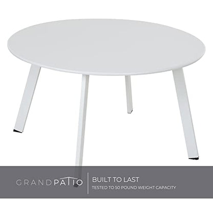 Grand patio 28-inch Outdoor Steel Coffee Table, Round Patio Side Table, Great for Backyard Patio Deck, White - color: White, style: 1 PC
