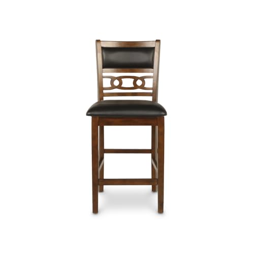 New Classic Furniture Gia Counter Dining Chair (Set of Four), Black PU Upholstered Seat & Back Rest, Brown - color: Brown, size: Set of 4, style: Counter Chair