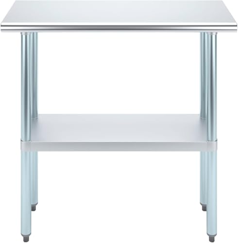 14" x 36" Stainless Steel Prep Table – NSF Certified Heavy Duty Work Table for Home & Commercial Use – Galvanized Undershelf & Legs - size: 36x14