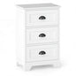 Giantex Nightstand with 3 Drawers, Bedside Table with Exquisite Metal Handles, Accent Table Sofa Side Table with Anti-toppling Device for Bedroom, Study, White - color: White