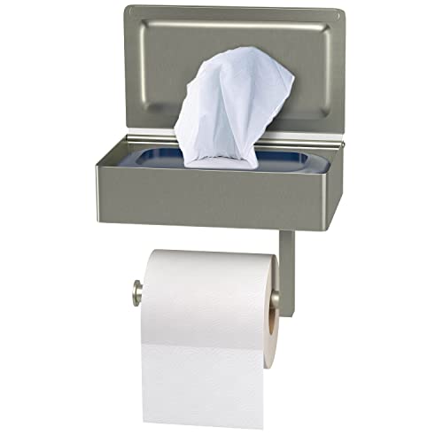 Brushed Nickel Toilet Paper Holder Wall Mounted with Shelf & Wipes Storage – Stainless Steel SUS304 Modern Toilet Tissue Roll Holder for Bathroom, Kitchen – Adhesive and Screw Installation - color: Brushed Nickel