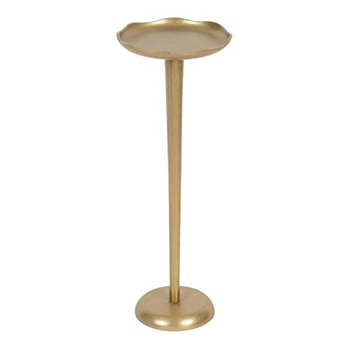 Kate and Laurel Alessia Modern Decorative Metal Drink Table; 8 x 8 x 22; Gold; Stunning Cast Aluminum Pedestal Plant Stand with Rough Texture and Deckled Edge - color: Gold