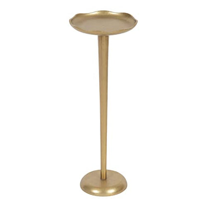 Kate and Laurel Alessia Modern Decorative Metal Drink Table; 8 x 8 x 22; Gold; Stunning Cast Aluminum Pedestal Plant Stand with Rough Texture and Deckled Edge - color: Gold