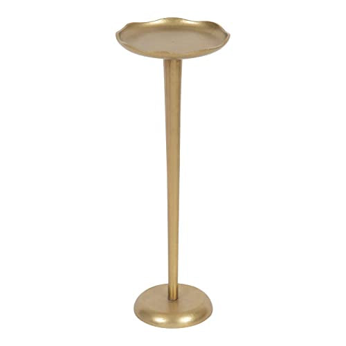 Kate and Laurel Alessia Modern Decorative Metal Drink Table; 8 x 8 x 22; Gold; Stunning Cast Aluminum Pedestal Plant Stand with Rough Texture and Deckled Edge - color: Gold