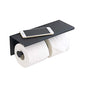 BGL 304 Stainless Steel Double Toilet Paper Holder Wall Mounted Matte Black Two Heads Roll Tissue Paper Holder with Shelf (Black) - color: Black