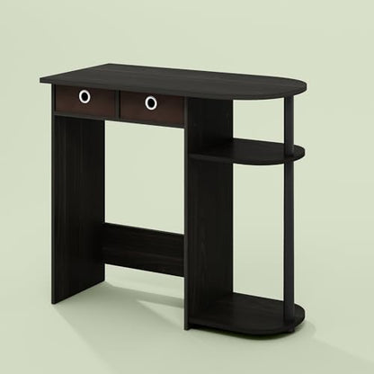 Varel Compact Computer Desk with Bin Drawers and Shelves, Charcoal/Black - color: Charcoal/Black