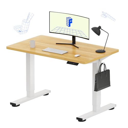 FLEXISPOT EN1 One-Piece Standing Desk, Electric Adjustable with 4 Memory Presets, 176 LBS Capacity, Stable & Quiet, Seamless Desktop for Home Office & Dual Monitors, 40"x24" Maple(White Frame) - color: White+maple, size: 40x24"