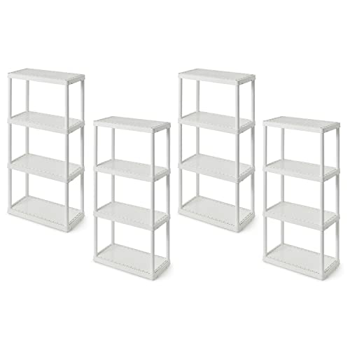 Gracious Living 4 Shelf Fixed Height Solid Light Duty Storage Unit 12 x 24 x 48 for Home, Garage, Basement, & Laundry, White (4 Pack) - color: 4 Shelf - White, size: 4 Pack