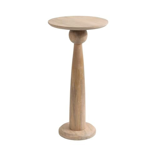 Kate and Laurel Jakob Modern Wooden Round Side Table; 12 x 24; Light Natural; Circle Pedestal Table for Use as Bedroom Nightstand; Indoor Plant Stand; or Decorative Living Room Table - color: Natural