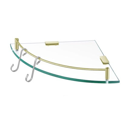KES Glass Corner Shelf Bathroom Shelf Tempered Glass with Rail SUS 304 Stainless Steel Floating Wall Mount Bracket Brushed Gold, BGS2101A-BZ - color: Brushed Gold