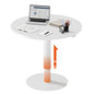 28" Pneumatic Height Adjustable Round Side Table, Gas Lift Pedestal Drink End Table, Small Accent Nightstand for Living Room Sofa Couch, White - color: White, size: 27.56"