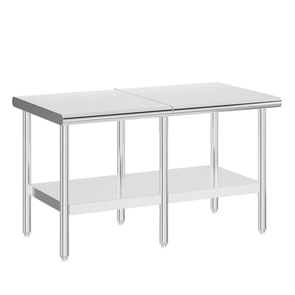 Jocisland 30" x 60" Stainless Steel Table for Prep & Work, Food-Grade Stainless Steel Adjustable Under Shelf and Feet, for Commercial Kitchen, Restaurant, Hotel, Garage - size: 30x60 in, style: Rounded Table Corner