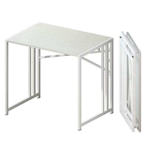 Lutown-Teen Small Folding Desk 32 inch, No Assembly Required Small Office Desk, Writing Gaming Computer Camping Desk, White - color: White, size: 32 Inch