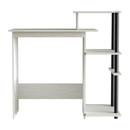 Elegance Writing Desk with Multi-Tier Open Shelves, Study Computer Desk for Home Office, Light Grey - color: Light Grey